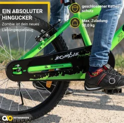 Actionbikes Kinderfahrrad Zombie 20 Zoll, V-Brake-Bremsen, Seitenständer, Reflektoren, Kettenschutz