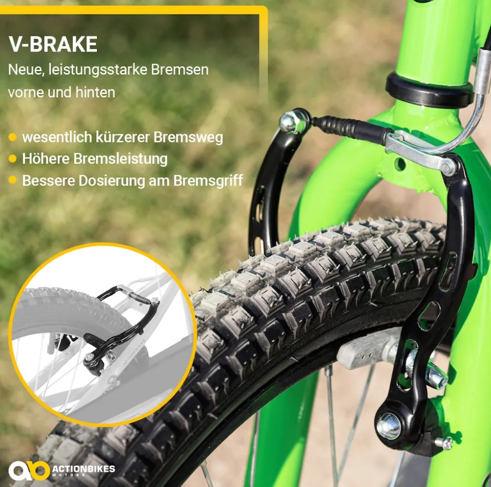 Actionbikes Kinderfahrrad Zombie 20 Zoll, V-Brake-Bremsen, Seitenständer, Reflektoren, Kettenschutz