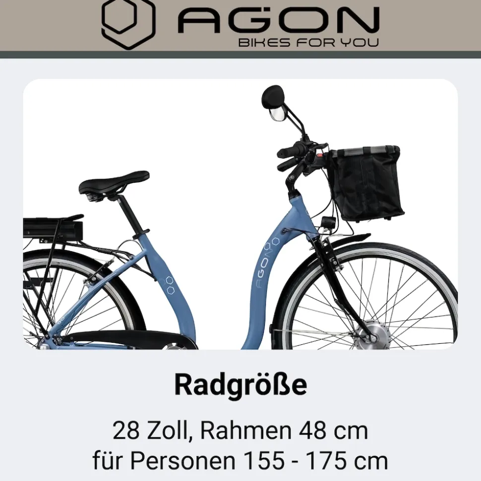 Agon Assist E Bike 28 Zoll Pedelec Damen Elektro Fahrrad 3 Gang Citybike tiefer Einstieg