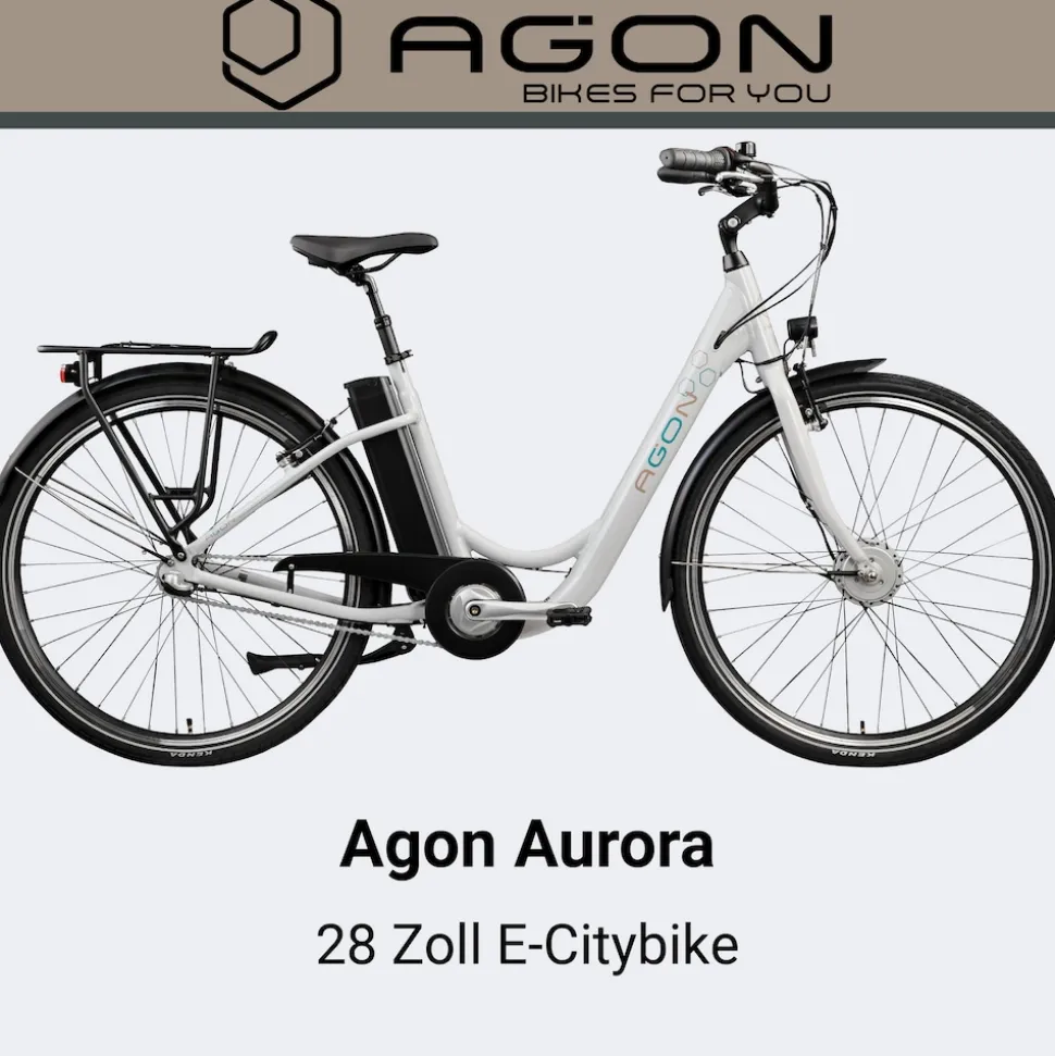Agon Aurora 28 Zoll E-Bike 28 Zoll Citybike bis 130 km Damen Herren 150 - 175 cm Pedelec Elektrofahrrad 3 Gang und Beleuchtung StVZO