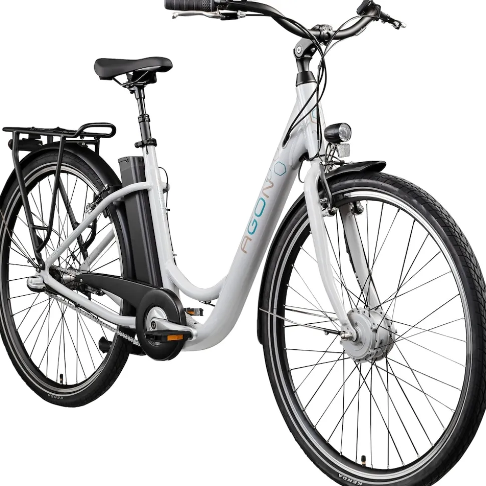 Agon Aurora 28 Zoll E-Bike 28 Zoll Citybike bis 130 km Damen Herren 150 - 175 cm Pedelec Elektrofahrrad 3 Gang und Beleuchtung StVZO