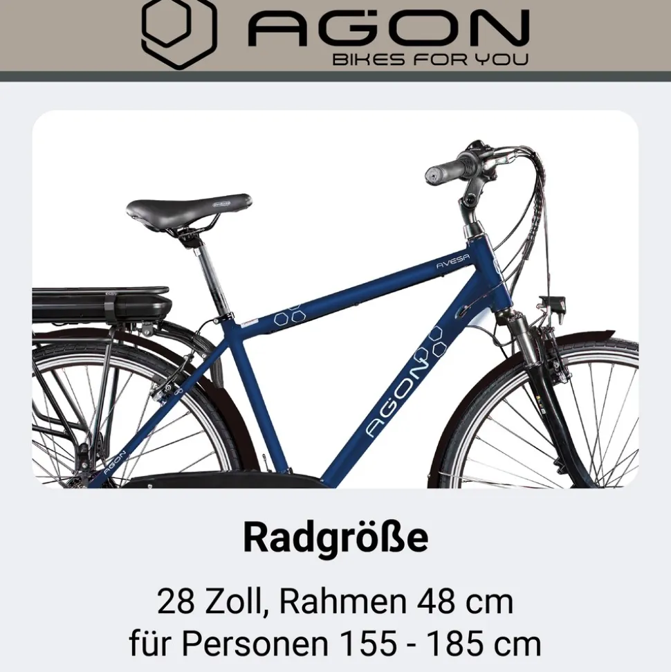 Agon Avesa E Bike Trekkingrad Herren ab 155 cm mit Nabenmotor Pedelec Trekking Fahrrad mit 21 Gang und Beleuchtung StVZO