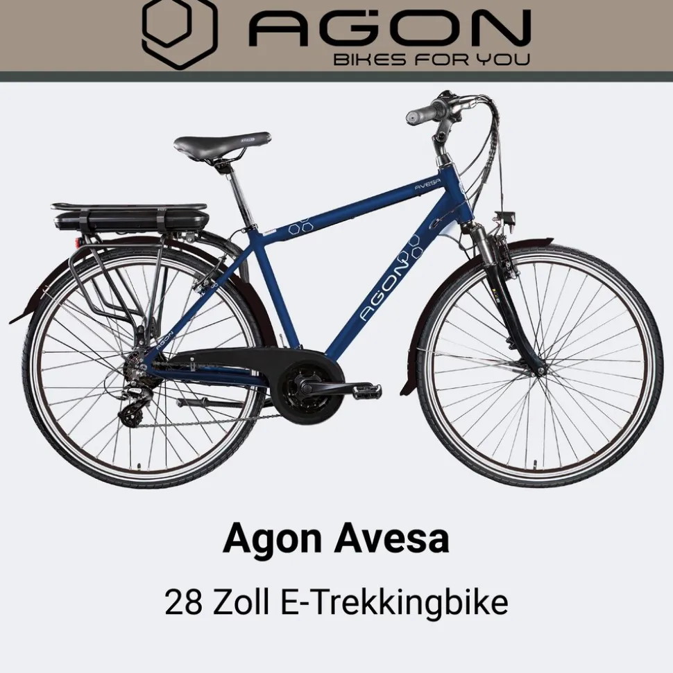 Agon Avesa E Bike Trekkingrad Herren ab 155 cm mit Nabenmotor Pedelec Trekking Fahrrad mit 21 Gang und Beleuchtung StVZO