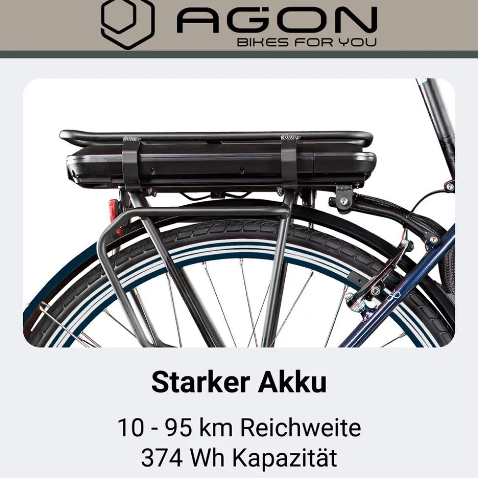 Agon Avesa E Bike Trekkingrad Herren ab 155 cm mit Nabenmotor Pedelec Trekking Fahrrad mit 21 Gang und Beleuchtung StVZO