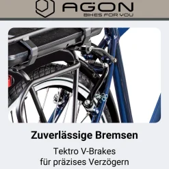 Agon Avesa E Bike Trekkingrad Herren ab 155 cm mit Nabenmotor Pedelec Trekking Fahrrad mit 21 Gang und Beleuchtung StVZO