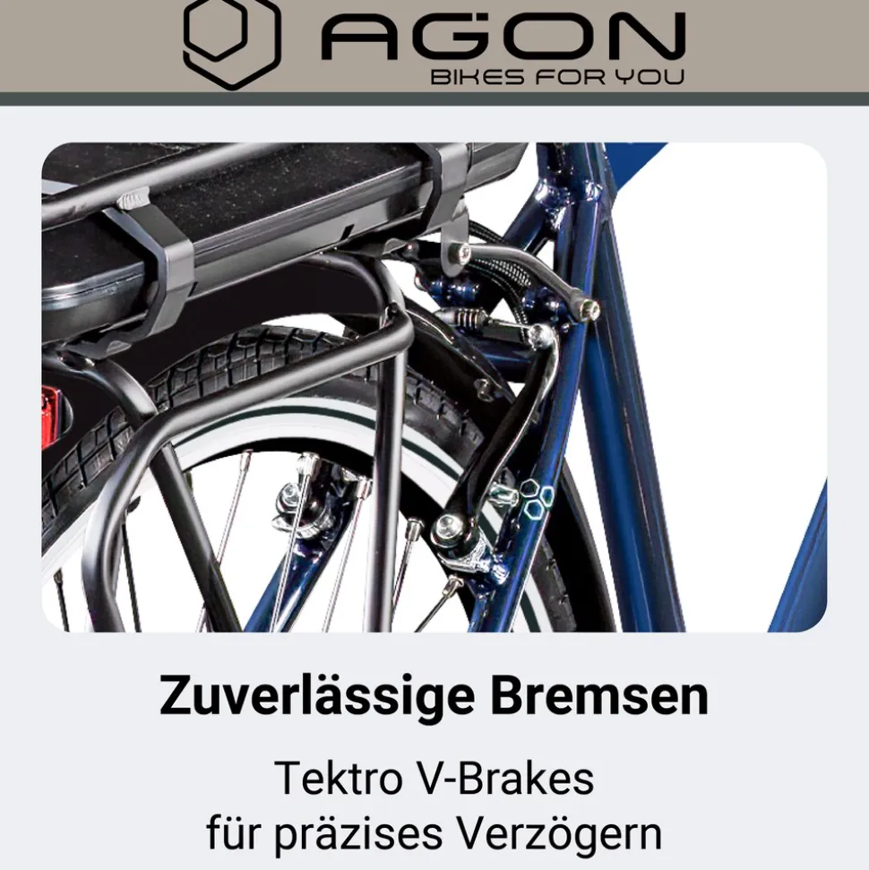 Agon Avesa E Bike Trekkingrad Herren ab 155 cm mit Nabenmotor Pedelec Trekking Fahrrad mit 21 Gang und Beleuchtung StVZO