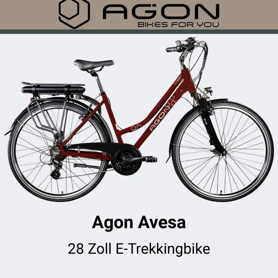 Agon Avesa E Bike Trekkingrad Damen Herren ab 155 cm mit Nabenmotor Pedelec Trekking Fahrrad mit 21 Gang und Beleuchtung StVZO Tiefeinsteiger