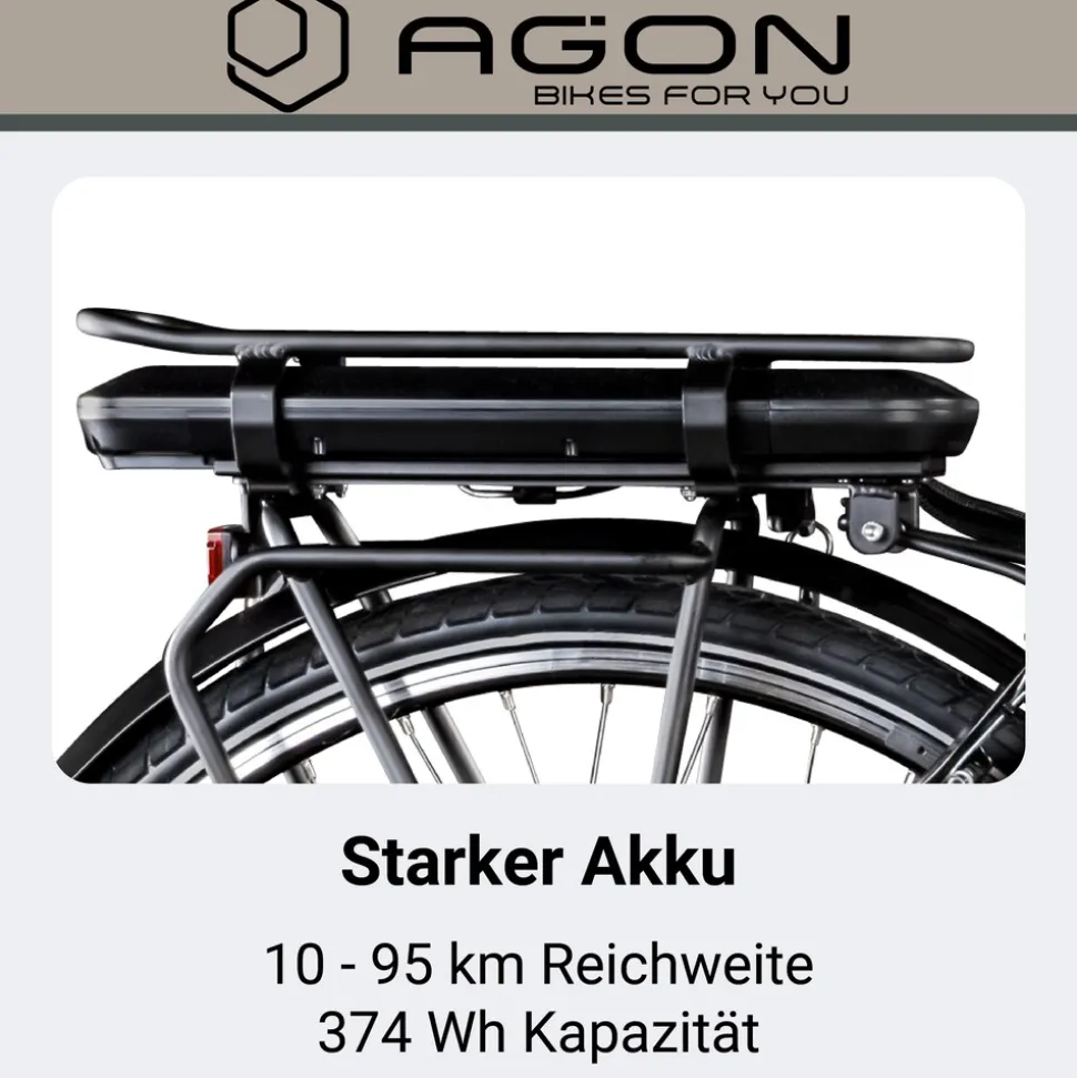 Agon Avesa E Bike Trekkingrad Damen Herren ab 155 cm mit Nabenmotor Pedelec Trekking Fahrrad mit 21 Gang und Beleuchtung StVZO Tiefeinsteiger