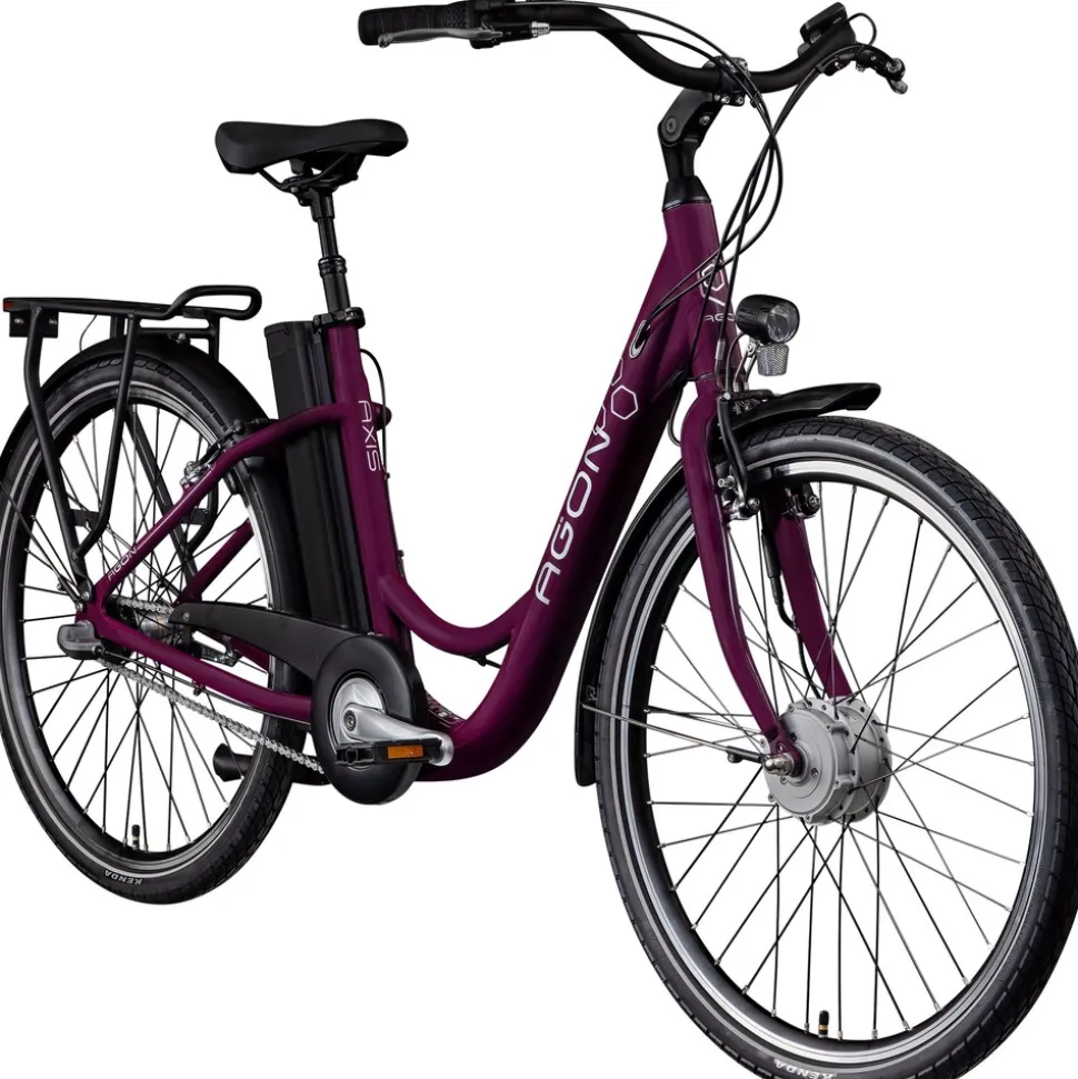 Agon Axis E-Bike 26 Zoll Citybike Damen Herren 140 - 165 cm Pedelec mit Nabenmotor Fahrrad 3 Gang und Beleuchtung StVZO