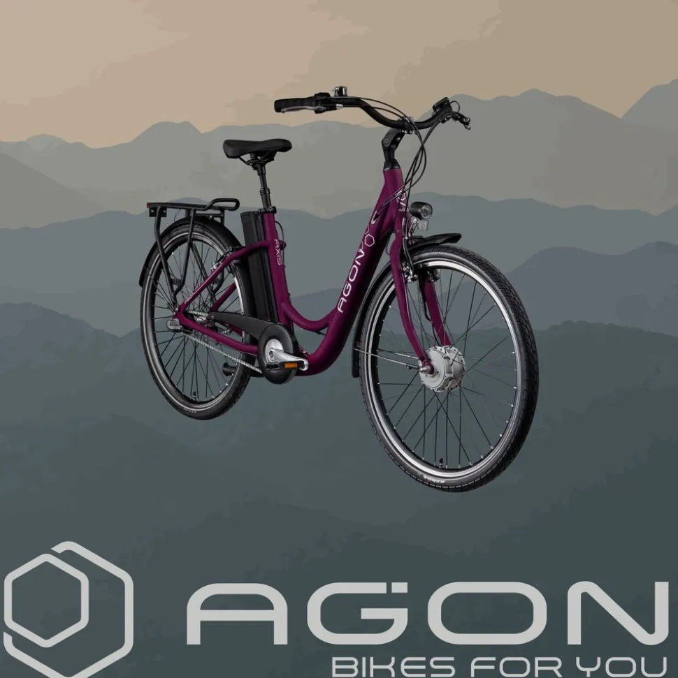 Agon Axis E-Bike 26 Zoll Citybike Damen Herren 140 - 165 cm Pedelec mit Nabenmotor Fahrrad 3 Gang und Beleuchtung StVZO