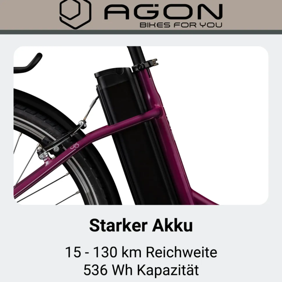Agon Axis E-Bike 26 Zoll Citybike Damen Herren 140 - 165 cm Pedelec mit Nabenmotor Fahrrad 3 Gang und Beleuchtung StVZO