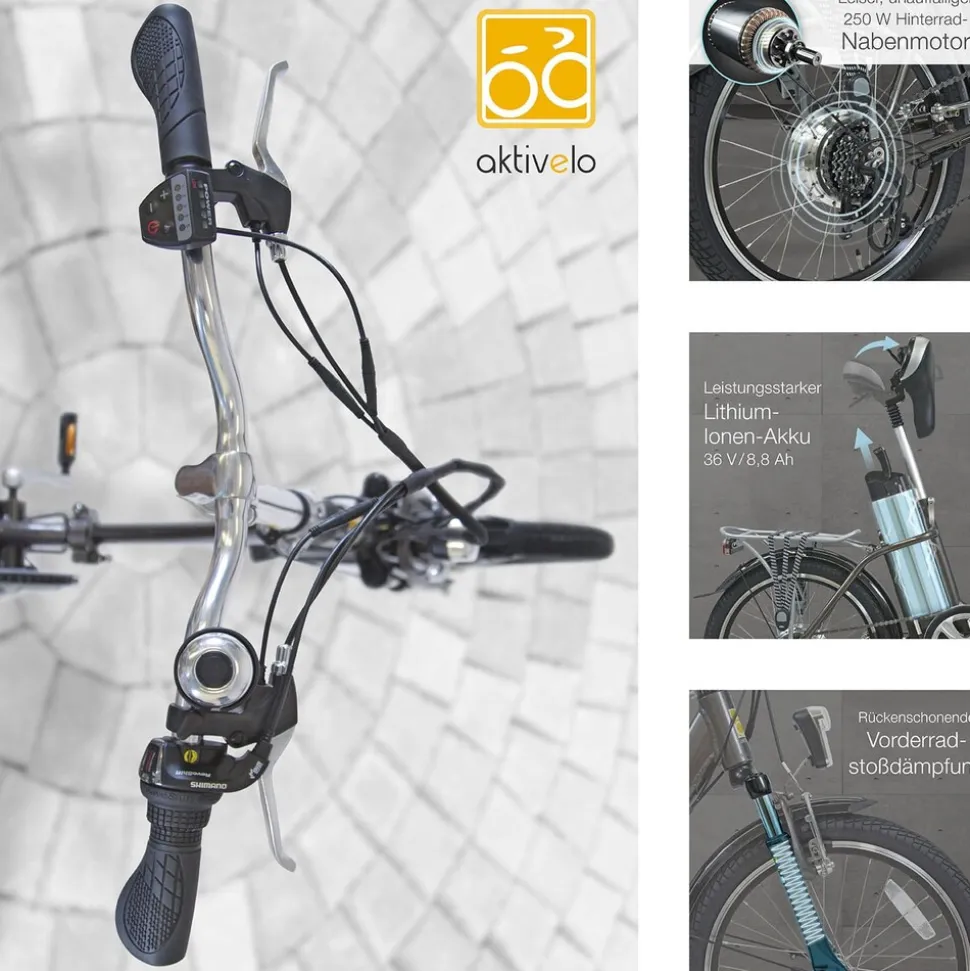 aktivelo Alu-Elektro-Faltrad Klapprad »Sport«, 20 Zoll