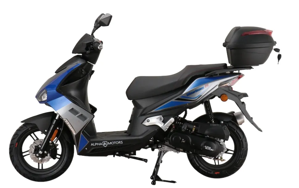Alpha Motors Motorroller Mustang FI 50 ccm 45 kmh EURO 5 blau-grau inkl. Topcase