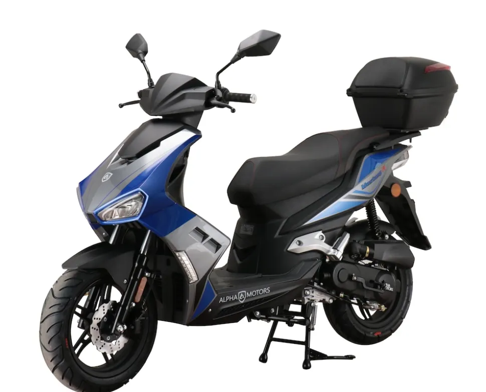 Alpha Motors Motorroller Mustang FI 50 ccm 45 kmh EURO 5 blau-grau inkl. Topcase