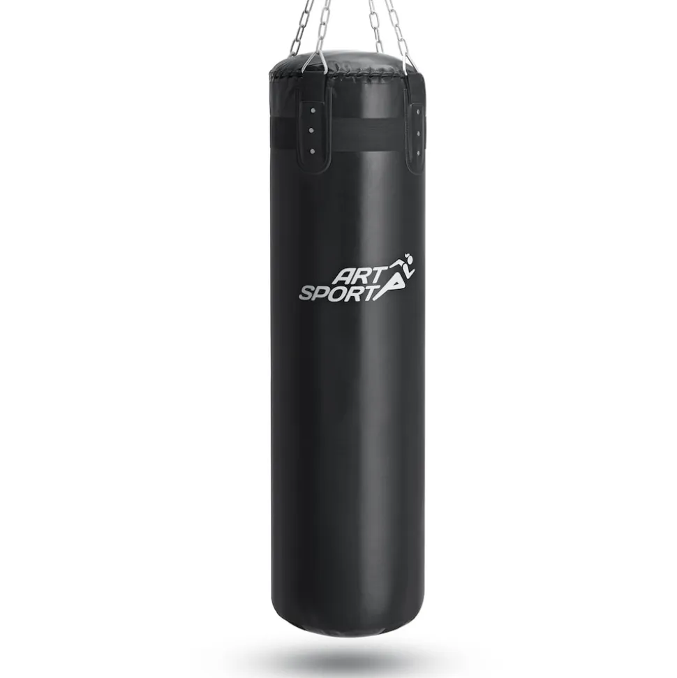 ArtSport Boxsack 30kg gefüllt, Box Set mit Stahlkette & Karabinerhaken für Erwachsene Schwarz
