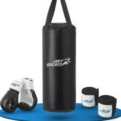 ArtSport Boxsack Set gefüllt – Kinder Boxset 10 kg mit Boxhandschuhen, Bandagen, Deckenhalterung
