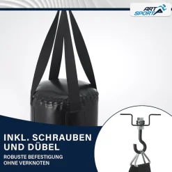 ArtSport Boxsack Set gefüllt – Kinder Boxset 10 kg mit Boxhandschuhen, Bandagen, Deckenhalterung