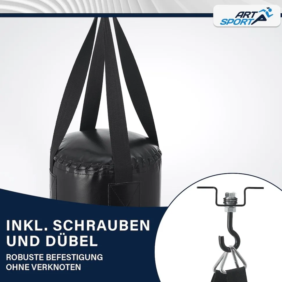 ArtSport Boxsack Set gefüllt – Kinder Boxset 10 kg mit Boxhandschuhen, Bandagen, Deckenhalterung