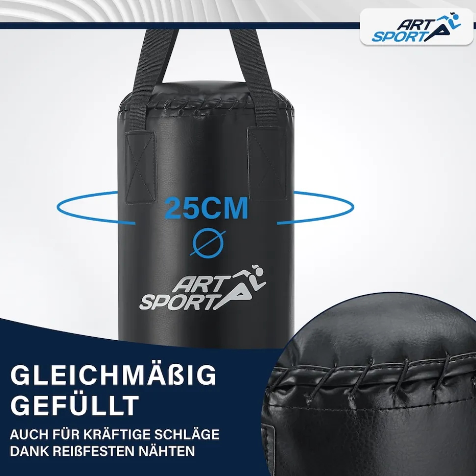 ArtSport Boxsack Set gefüllt – Kinder Boxset 10 kg mit Boxhandschuhen, Bandagen, Deckenhalterung