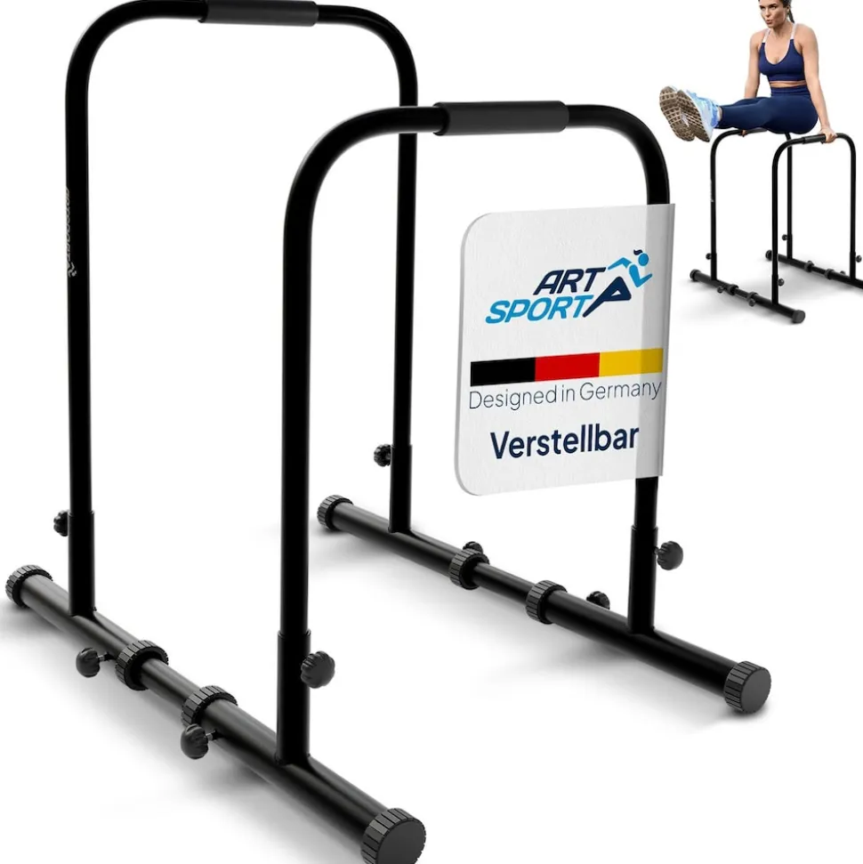 ArtSport Dip Barren - Dip Station bis 500 kg - Liegestützgriffe - verstellbar - Push Up Bar Schwarz