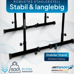 ArtSport Dip Barren - Dip Station bis 500 kg - Liegestützgriffe - verstellbar - Push Up Bar Schwarz
