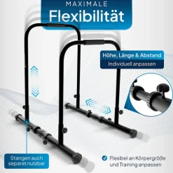 ArtSport Dip Barren - Dip Station bis 500 kg - Liegestützgriffe - verstellbar - Push Up Bar Schwarz
