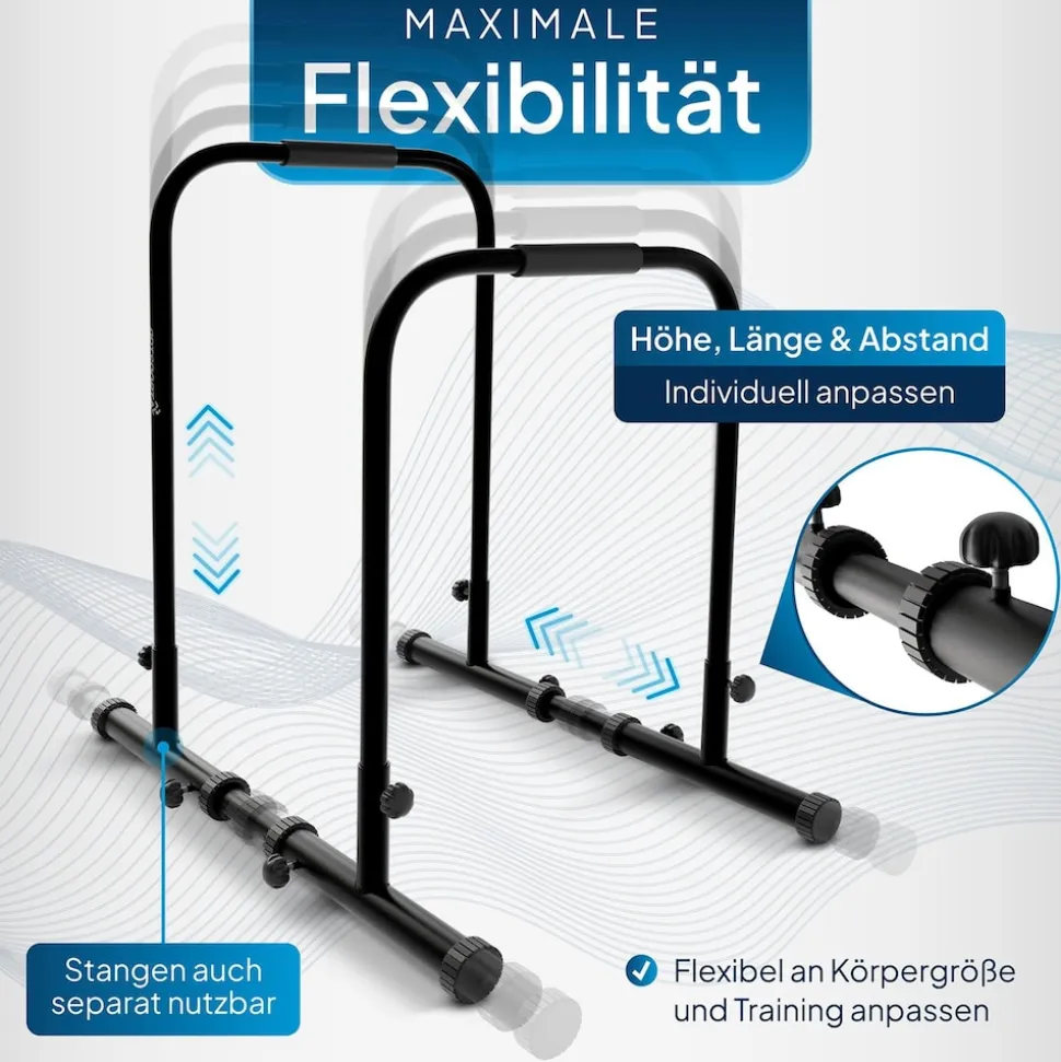 ArtSport Dip Barren - Dip Station bis 500 kg - Liegestützgriffe - verstellbar - Push Up Bar Schwarz