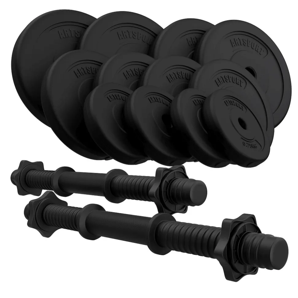 Artsport 2er Hantelset 20kg - Kurzhantel Set mit 2 Kurzhanteln, 12 Gewichte – Rutschfeste Griffe
