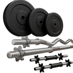 Artsport 3in1 Hantelset mit 2 Kurzhanteln, 1 Langhantel & 1 SZ Curlhantel – 12 Gewichte mit 60kg