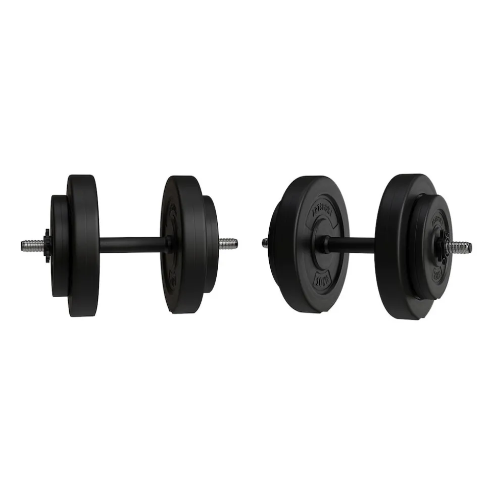 Artsport 3in1 Hantelset mit 2 Kurzhanteln, 1 Langhantel & 1 SZ Curlhantel – 12 Gewichte mit 60kg