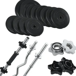 Artsport 3in1 Hantelset mit 2 Kurzhanteln, 1 Langhantel & 1 SZ Curlhantel – 12 Gewichte mit 60kg