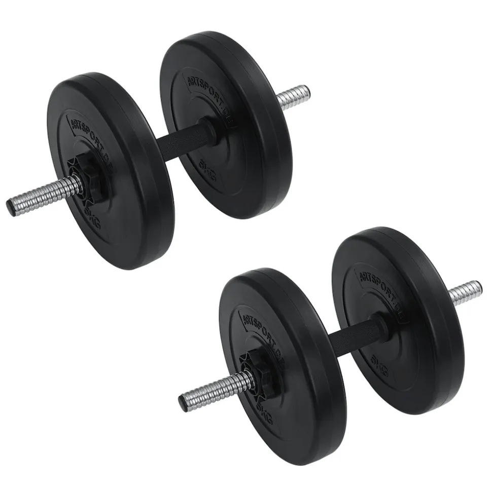 Artsport 3in1 Hantelset mit 2 Kurzhanteln, 1 Langhantel & 1 SZ Curlhantel – 12 Gewichte mit 60kg