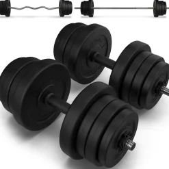 Artsport 3in1 Hantelset mit 2 Kurzhanteln, 1 Langhantel & 1 SZ Curlhantel – 12 Gewichte mit 60kg