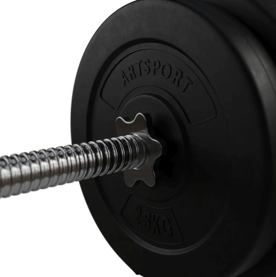 Artsport 3in1 Hantelset mit 2 Kurzhanteln, 1 Langhantel & 1 SZ Curlhantel – 12 Gewichte mit 60kg