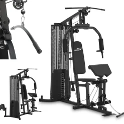 ArtSport Kraftstation ProfiGym 3000 mit 14 Gewichten, 77 kg - Bizeps, Lattzug, Butterfly - Schwarz