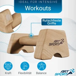 ArtSport Liegestützgriffe aus Holz M - Calisthenics, Parallettes, Liegestütz Barren, Indoor, Outdoor