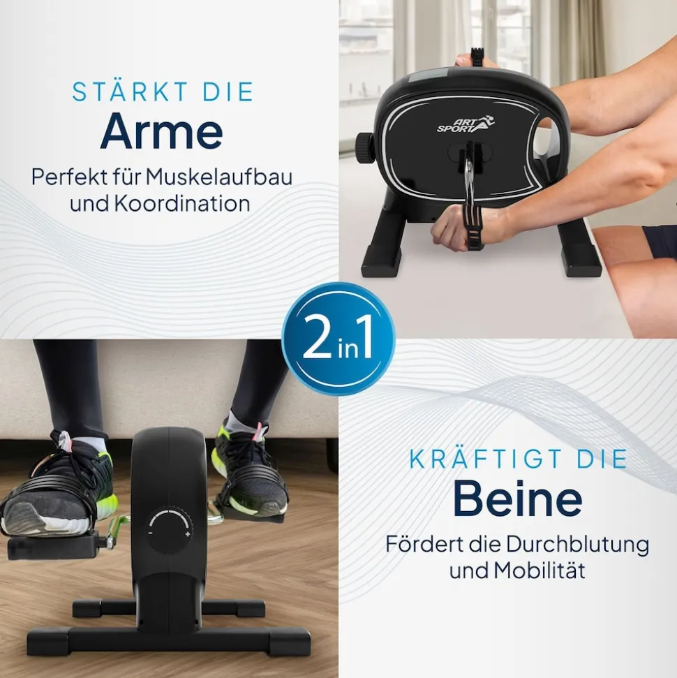 ArtSport Pedaltrainer Sportivo - leiser Heimtrainer, Fitnessgerät, Senioren, Armtrainer