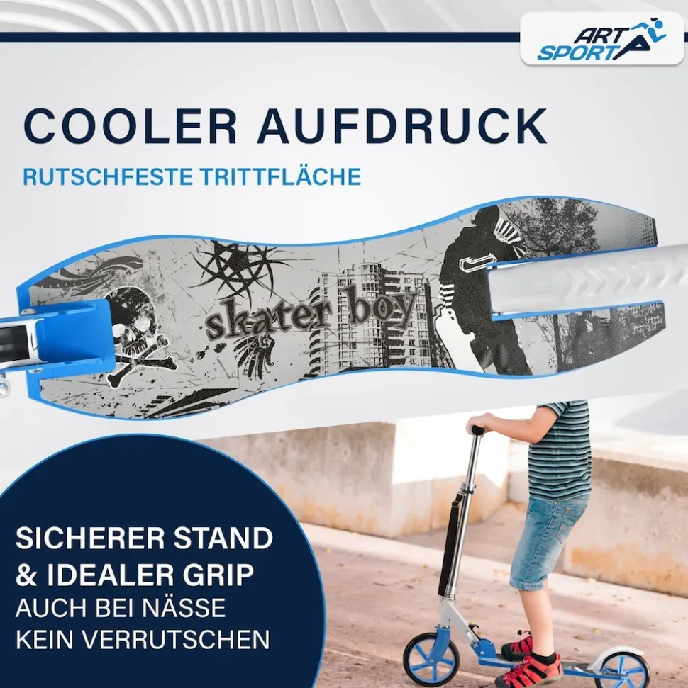 ArtSport Scooter Cityroller Graffity Big Wheel 205mm Räder klappbar höhenverstellbar - ab 3 Jahre
