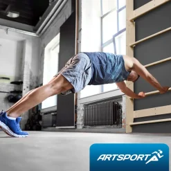 ArtSport Sprossenwand für Erwachsene - Indoor Klettergerüst aus Holz mit Klimmzugstange - Natur