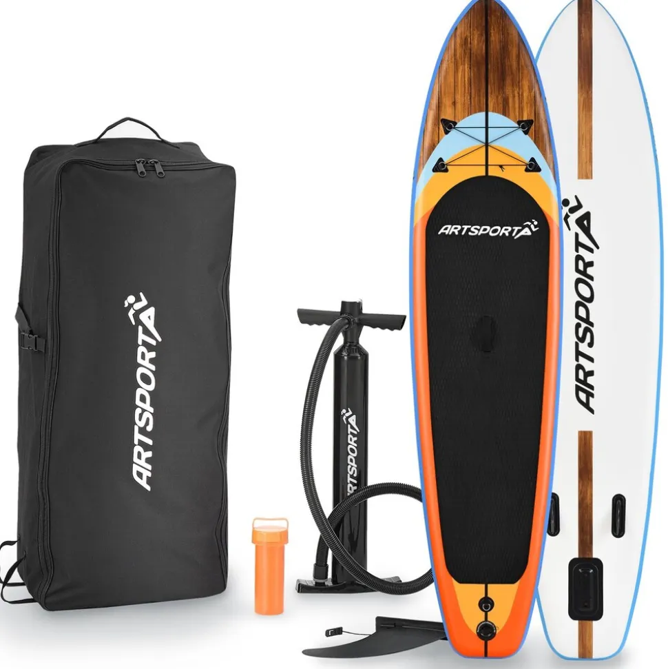 ArtSport Stand Up Paddle Board Beach Rocker – Aufblasbares SUP Board Set bis 150 kg - Weiß & Bunt