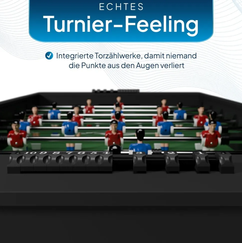 Artsport Tischkicker ProKick - MDF-Kickertisch mit Torzähler & Anti-Rutsch-Griffen – Schwarz