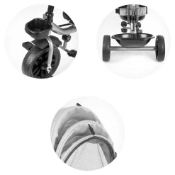Babyshoppen Geschwisterdreirad Hip Hop, Schiebegriff, Sitze 360° drehbar, Gurte hellbraun