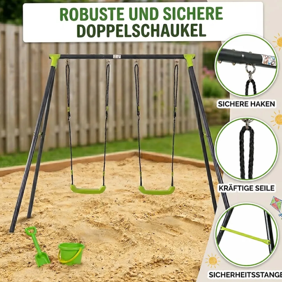 Baby Vivo Kinderschaukel / Schaukelgestell - Doppelschaukel bis 100 kg