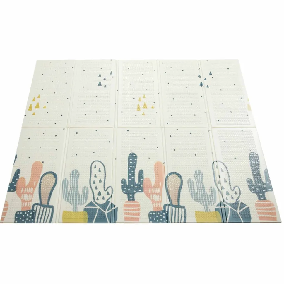 Baby Vivo Spielmatte / Spielteppich für Kinder doppelseitig mit Straße 200 x 180 cm - Kaktus