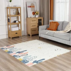 Baby Vivo Spielmatte / Spielteppich für Kinder doppelseitig mit Straße 200 x 180 cm - Kaktus