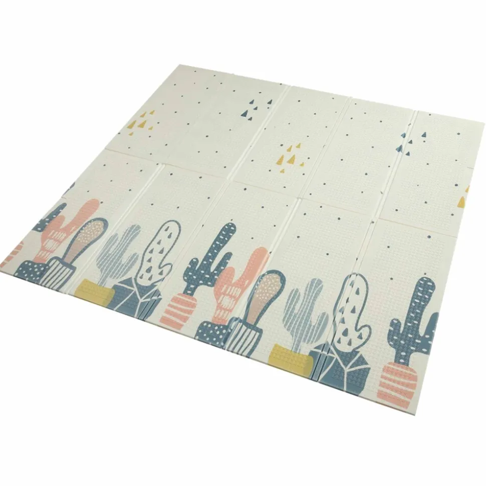Baby Vivo Spielmatte / Spielteppich für Kinder doppelseitig mit Straße 200 x 180 cm - Kaktus