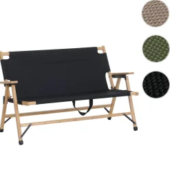 Bambus Campingbank MCW-Q40, Outdoorbank Picknickbank Gartenbank, klappbar Tragegriff Stoff/Textil 117cm ~ schwarz