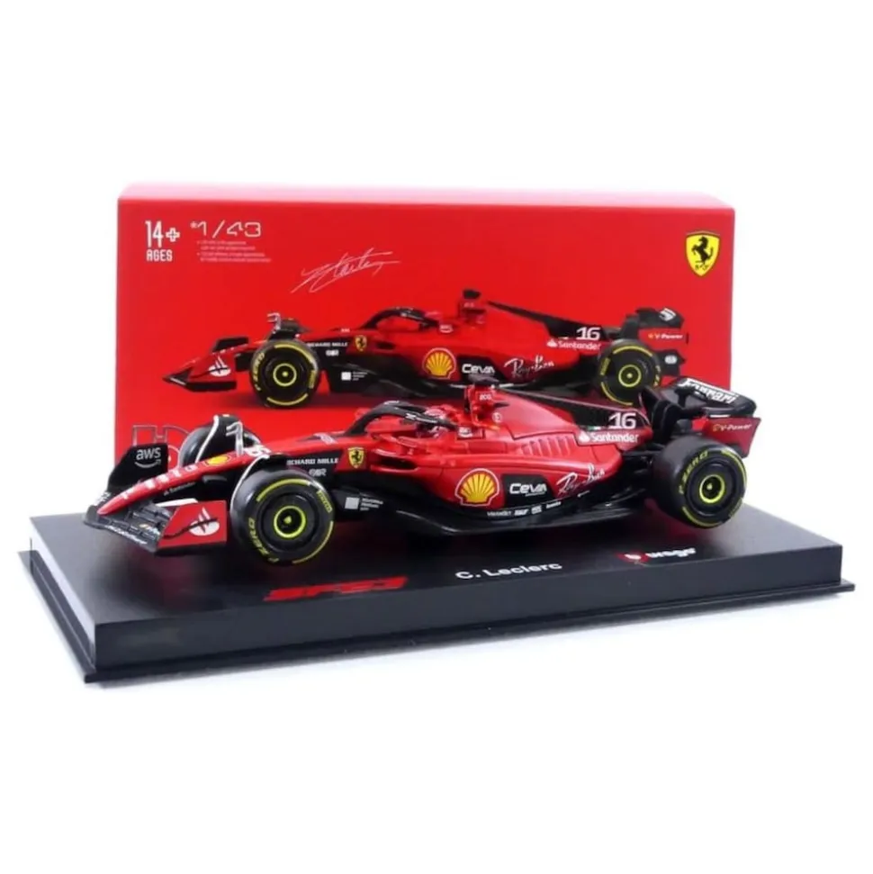 Bburago 18-36835L - Modellauto - F1 Ferrari SF-23 #16 Leclerc (mit Helm, Maßstab 1:43) Formel 1