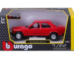 Bburago 18-21103 - Modellauto - Mercedes 190E ´87 (rot, Maßstab 1:24) Modell Auto