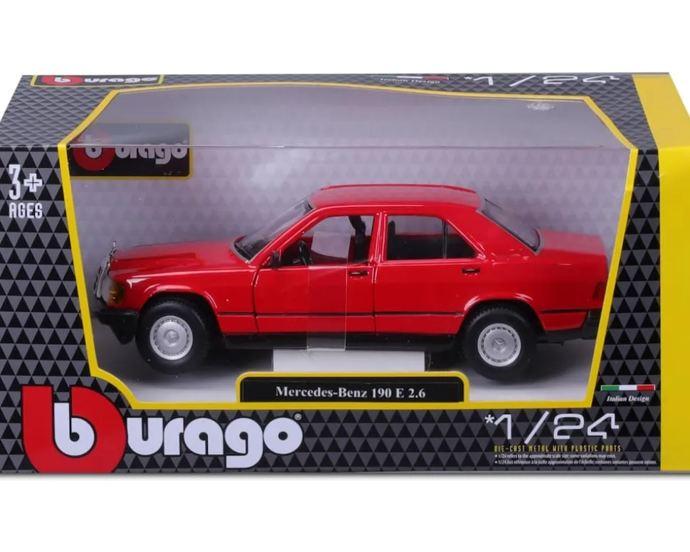 Bburago 18-21103 - Modellauto - Mercedes 190E ´87 (rot, Maßstab 1:24) Modell Auto